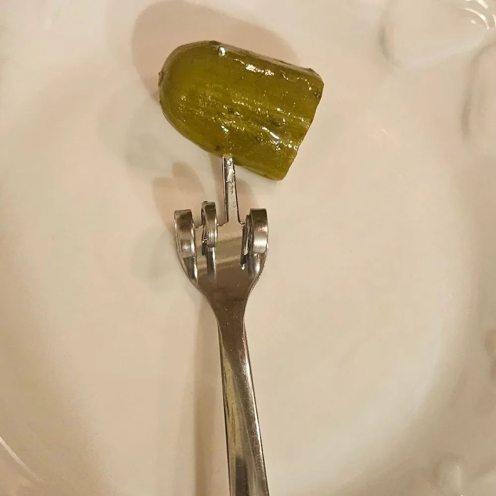 Whimsical Attitude Stainless Steel Pickle Olive Hors d'oeuvre Fork